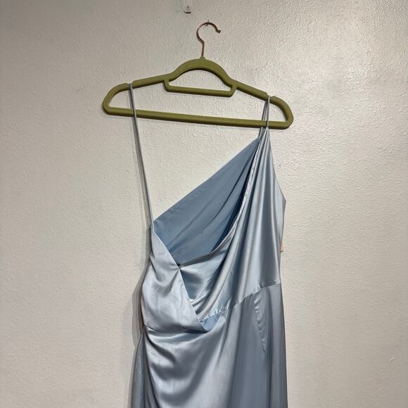 Aqua Light Blue Shoulder Asymmetric Midi Dress Sz XL NWT - Picture 8 of 12